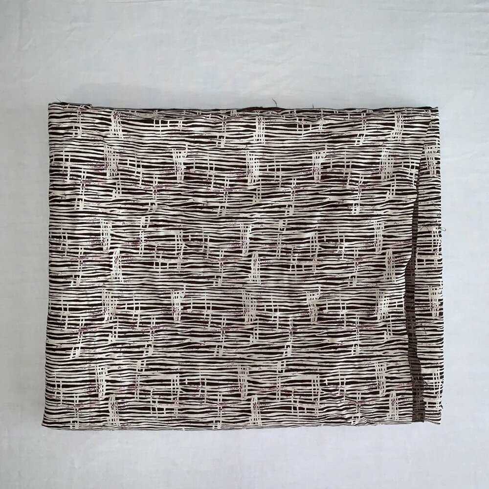 Vintage 90’s Brown Tan Stripe Fabric Cotton 2 5/8 Yards Width 56” Length 96” - Picture 2 of 6